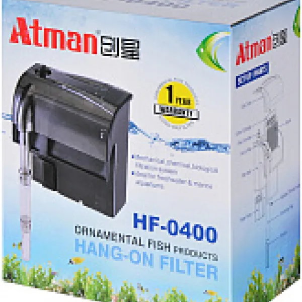 Фильтр рюкзачный Atman HF-0400 для аквариумов до 50 л, 350 л/ч, 3W (черный корпус) купить в Минске
